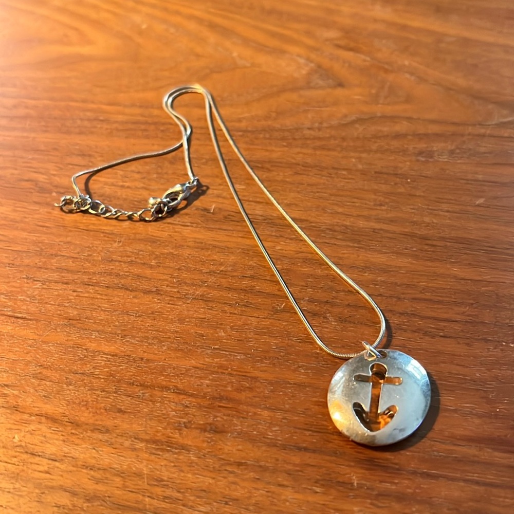 Silver anchor necklace nautical, necklace, sailor style, coastal chic